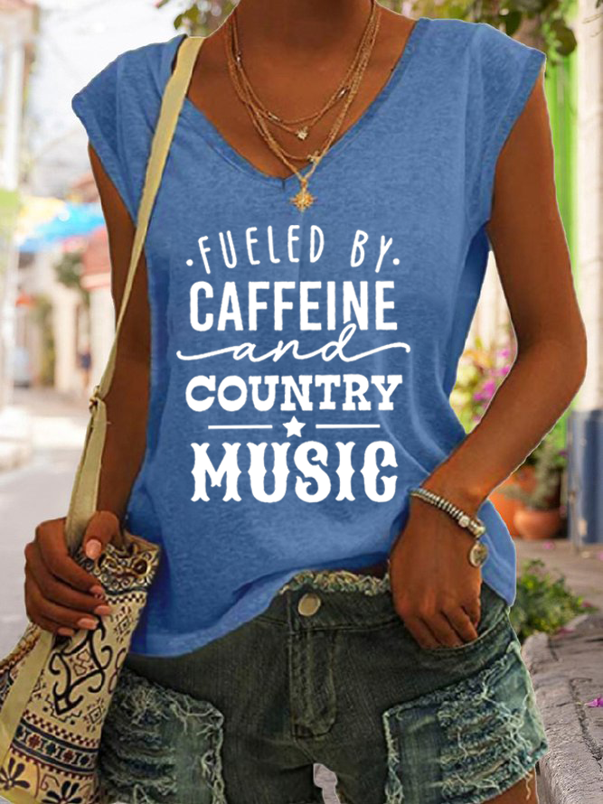Women's Fueled By Caffeine And Country Music Today Tank