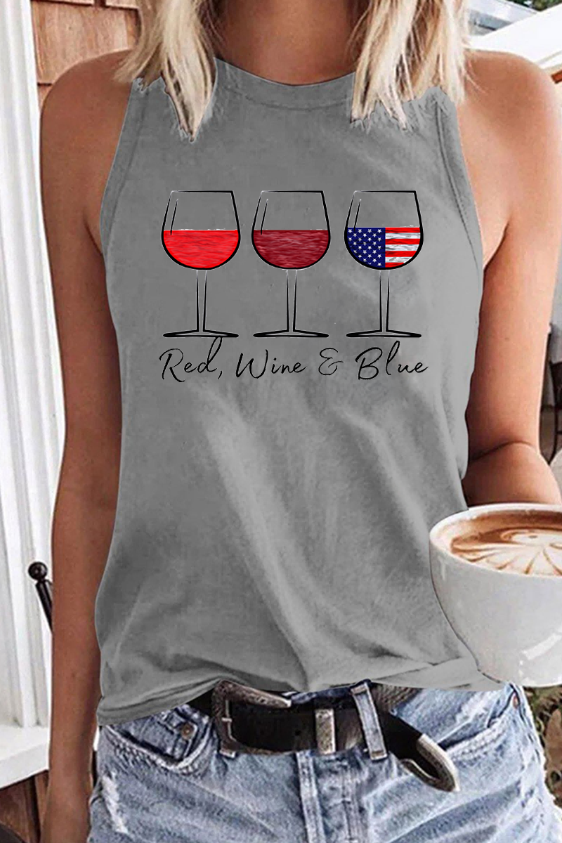 Women's Red Wine Blue Tank Top