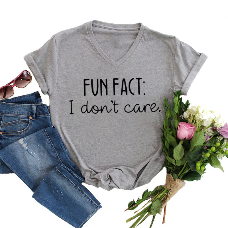 Women's Fun Fact I Don't Care V-Neck T-Shirt