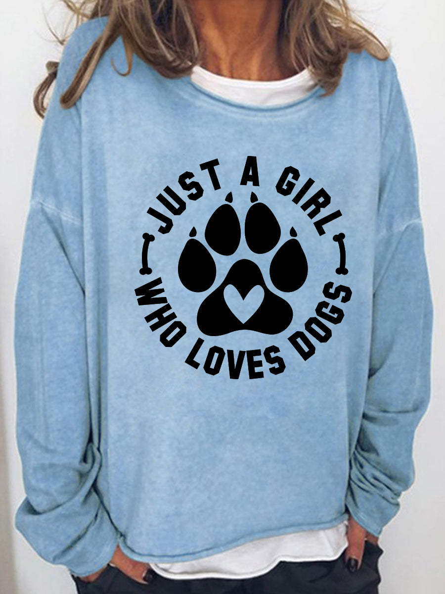 Women‘s Just A Girl Who Loves Dogs Long Sleeve Shirt