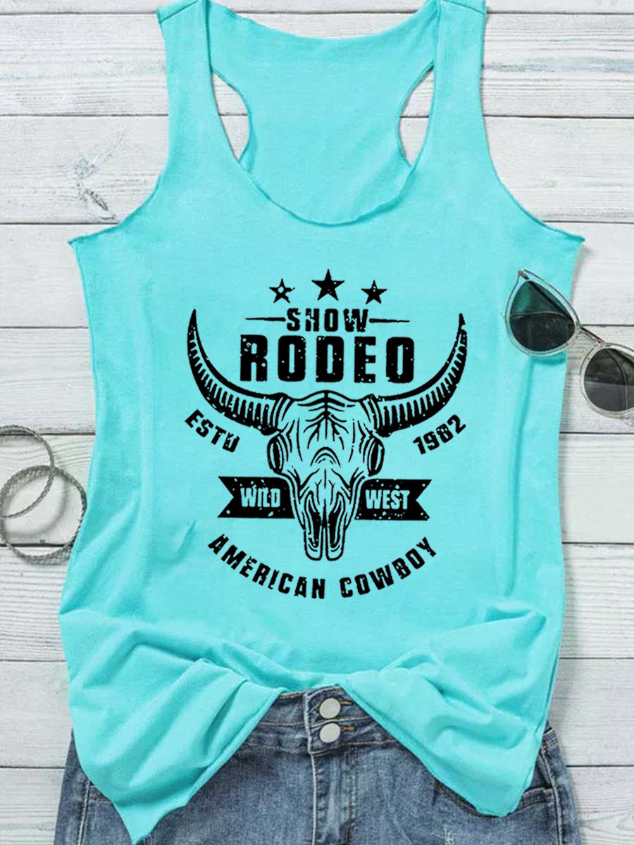 Rodeo Show Steer Skull Cowboy Tank Top