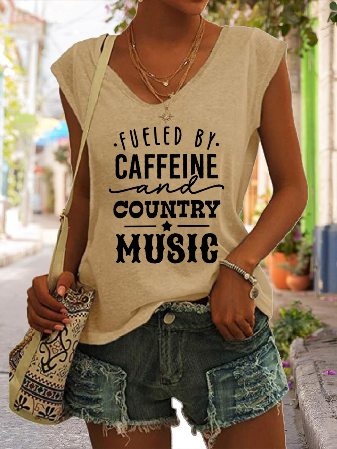 Women's Fueled By Caffeine And Country Music Today Tank