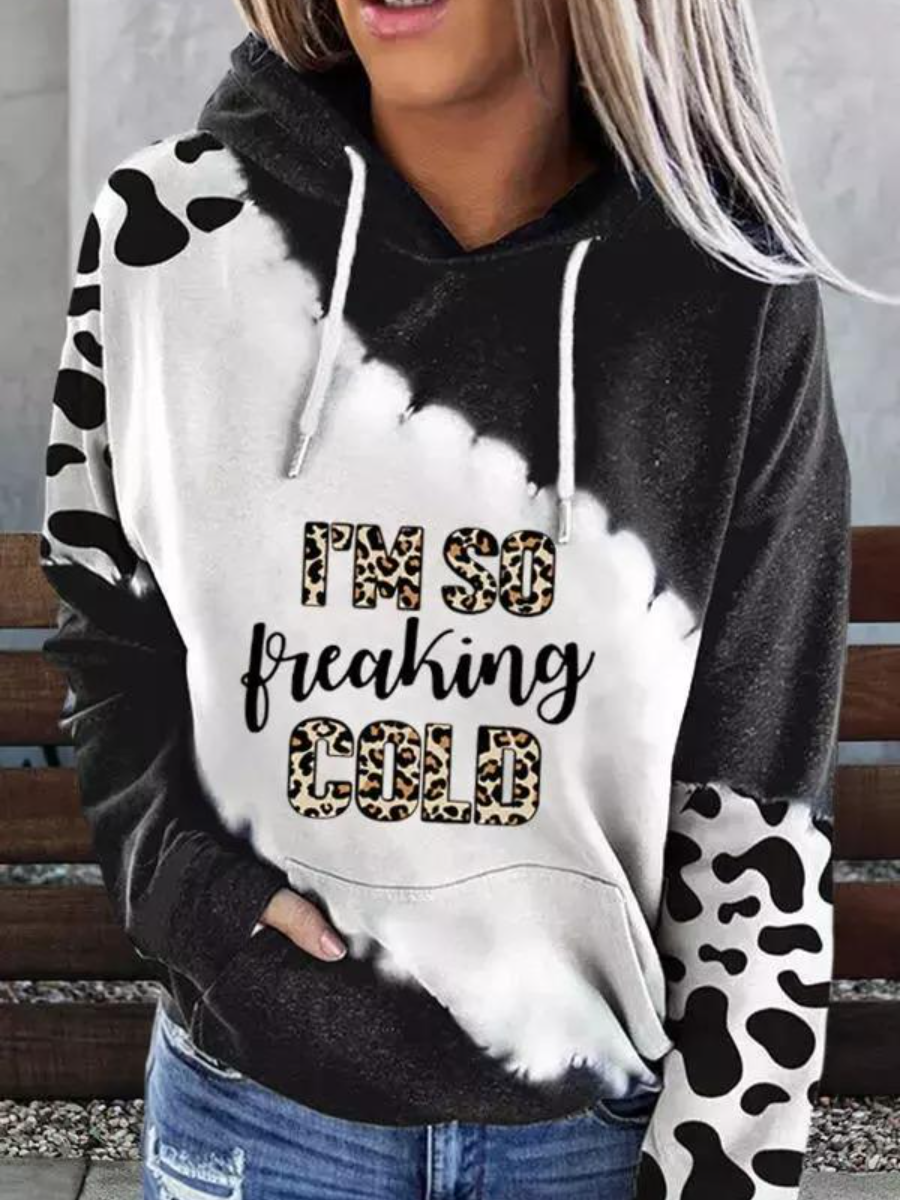Women's I'm So Freaking Cold Cow Leopard Hoodie