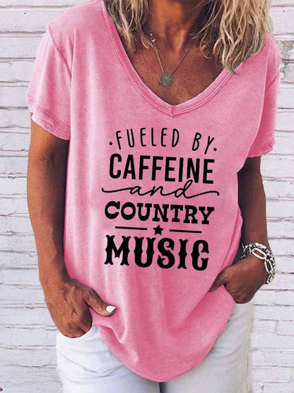 Women's Fueled By Caffeine And Country Music T-shirt