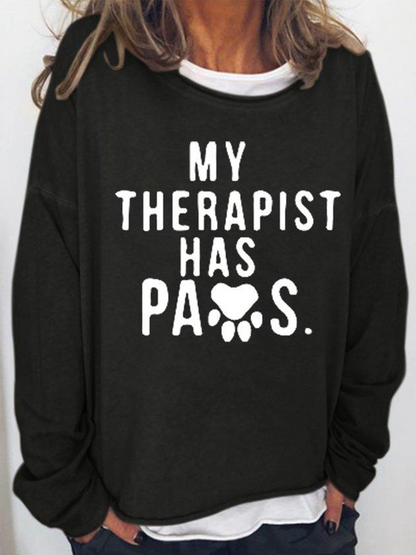 Women's My Therapist Has Paws Long Sleeve Top