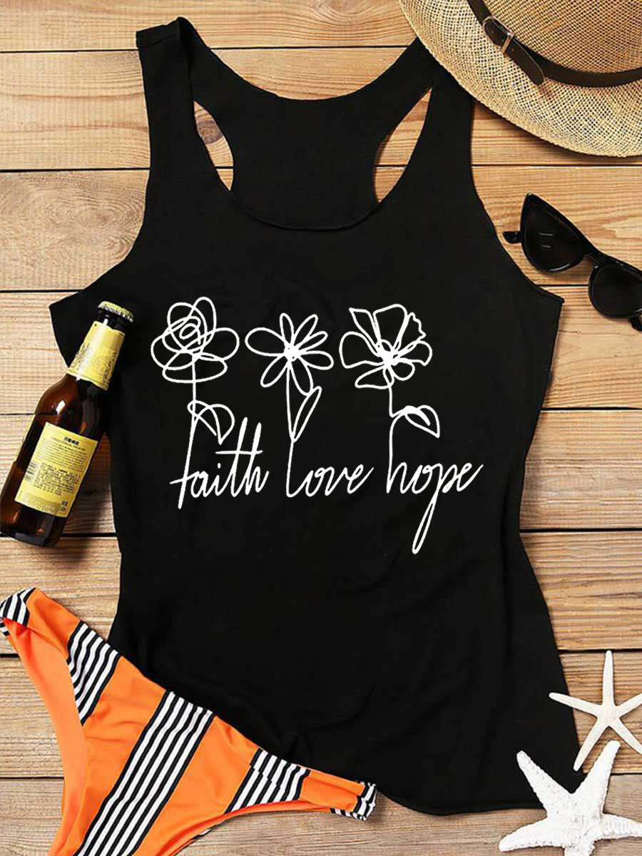 Faith Love Hope Flowers Tank Top