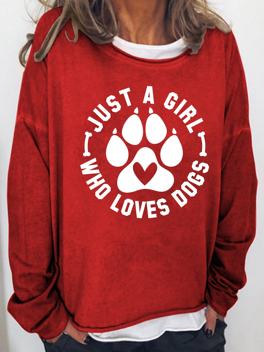 Women‘s Just A Girl Who Loves Dogs Long Sleeve Shirt