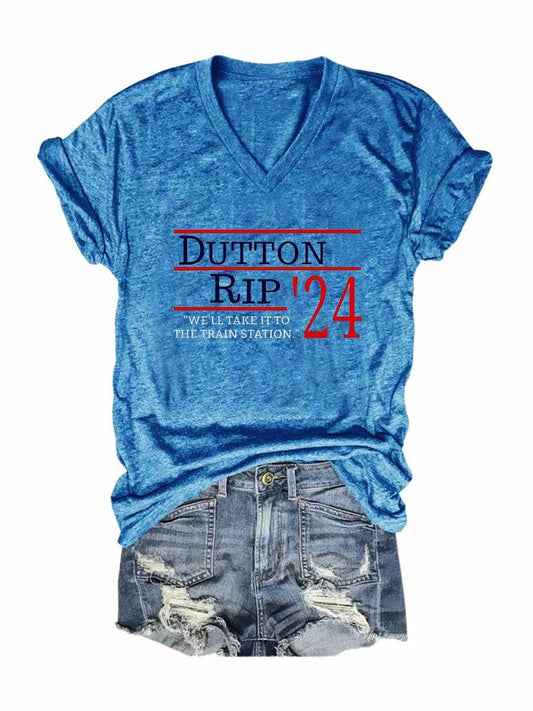 Women's Dutton Rip Well Take It To The Train Station V-Neck T-Shirt