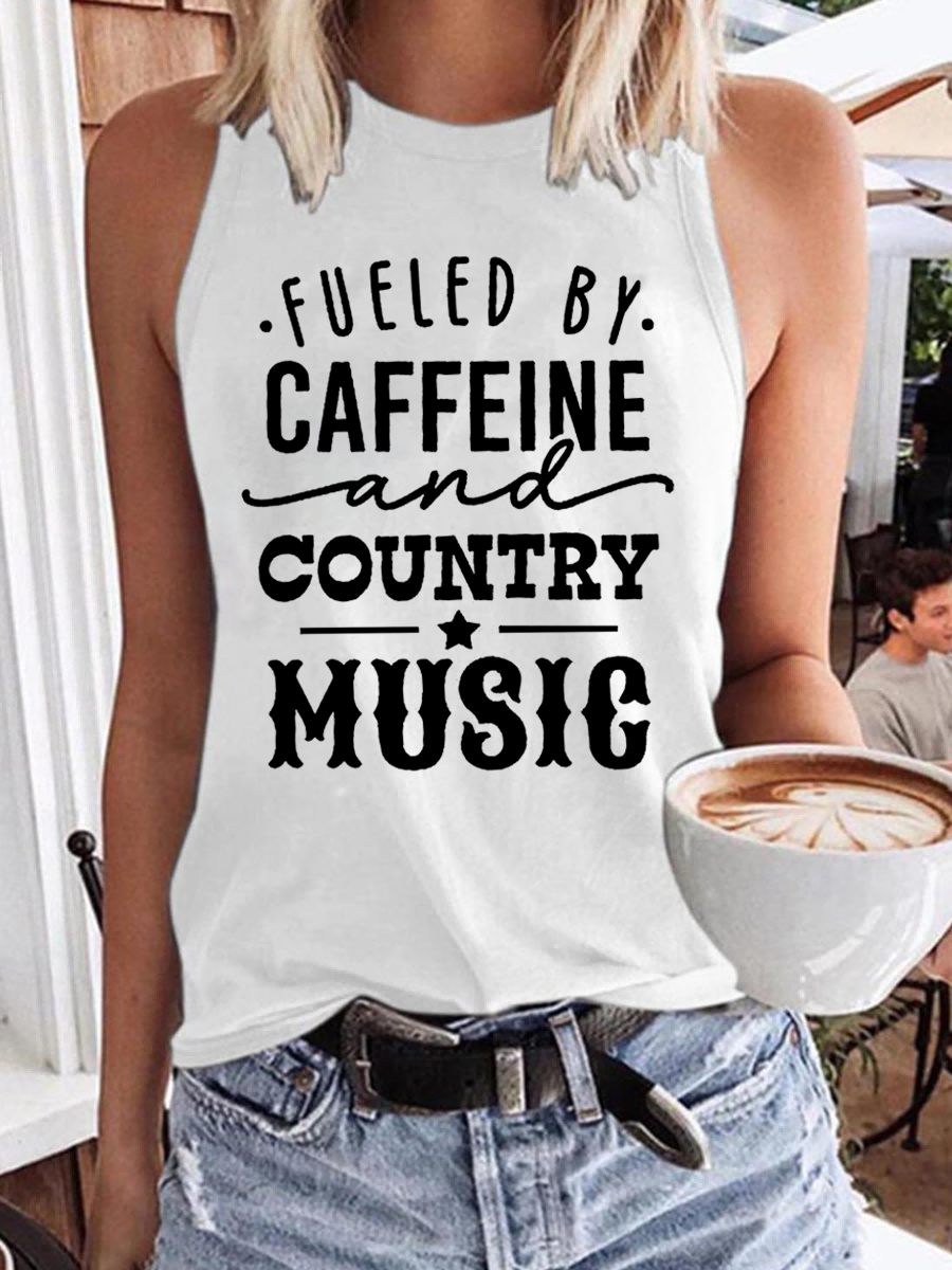 Women's Fueled By Caffeine And Country Music Tank Top