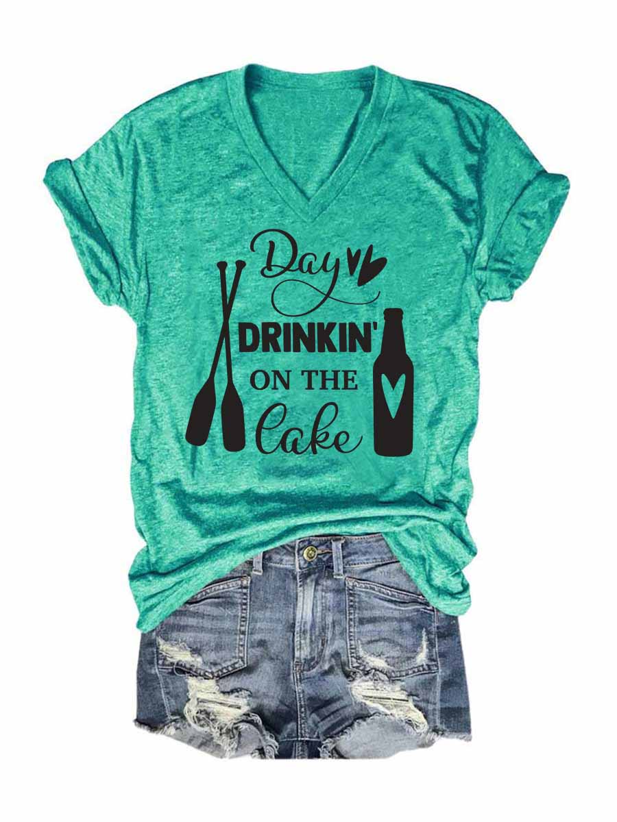 Women's Day Drinking On The Lake V-Neck T-Shirt