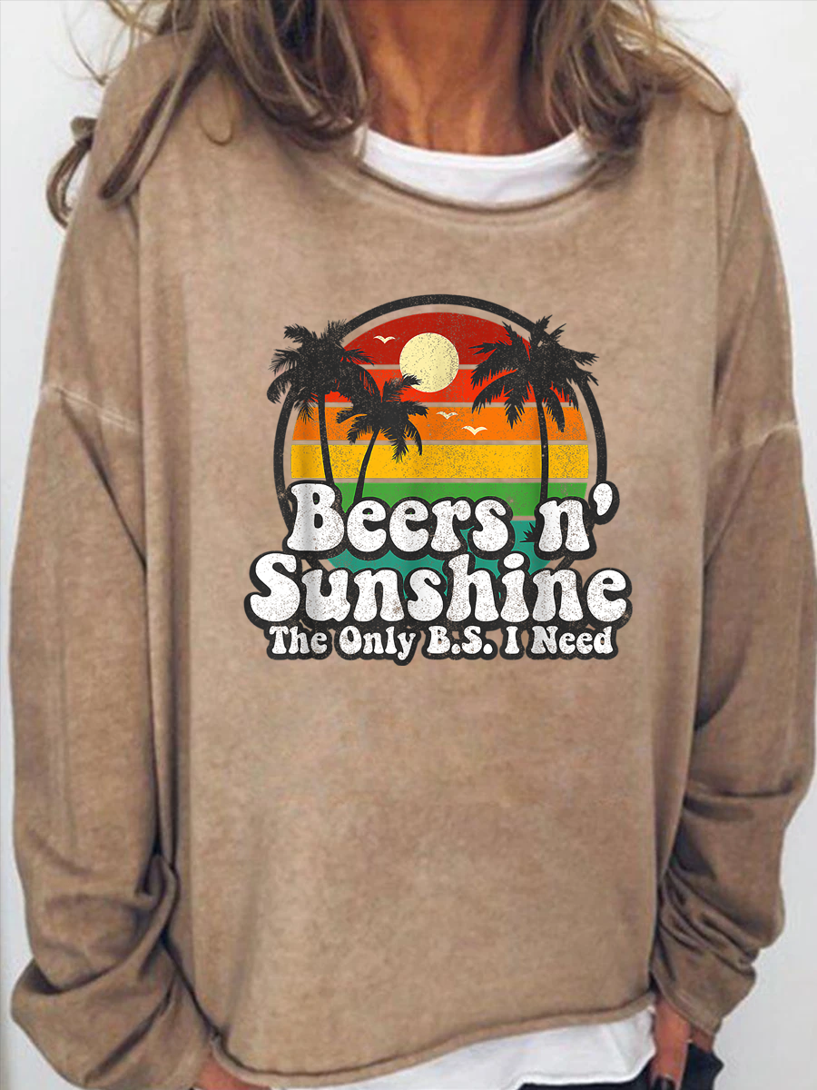 Women's The Only BS I Need Is Beers And Sunshine Long Sleeve Top