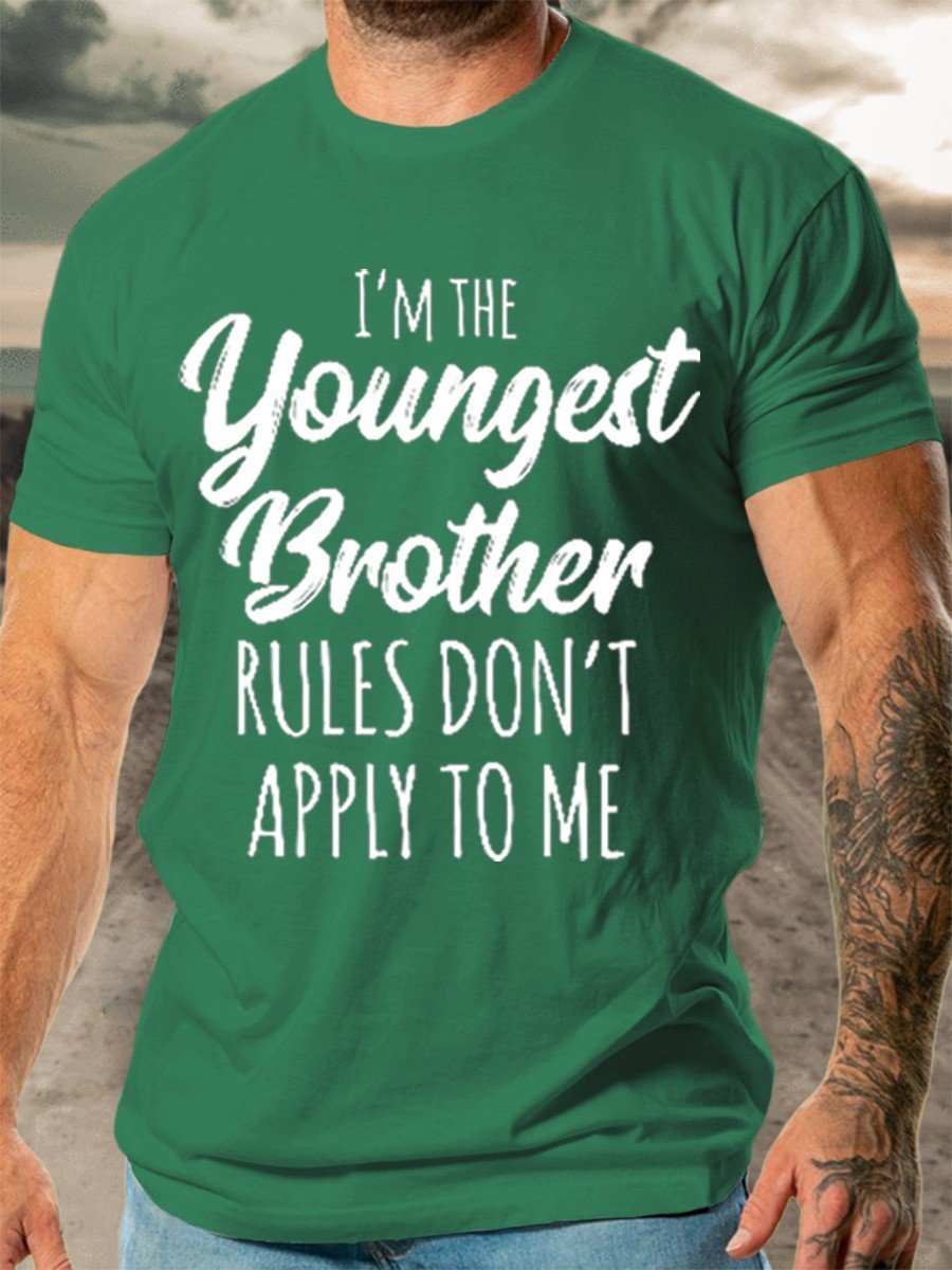 Men's Youngest Brother Rules Dont Apply To Me Funny Sibling T-shirt
