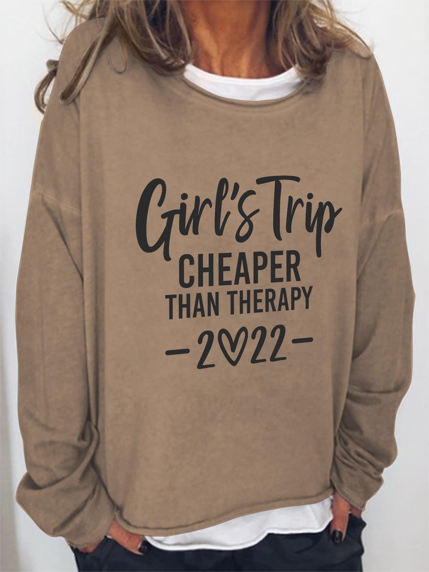 Women Girl's Trip Therapy 2022 Long Sleeve Top